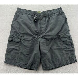 Timberland Mens Black Cargo Shorts Large L Integrated Belt Mesh Lined Cotton